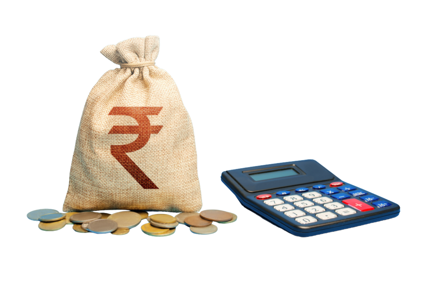 Money bag and calculator